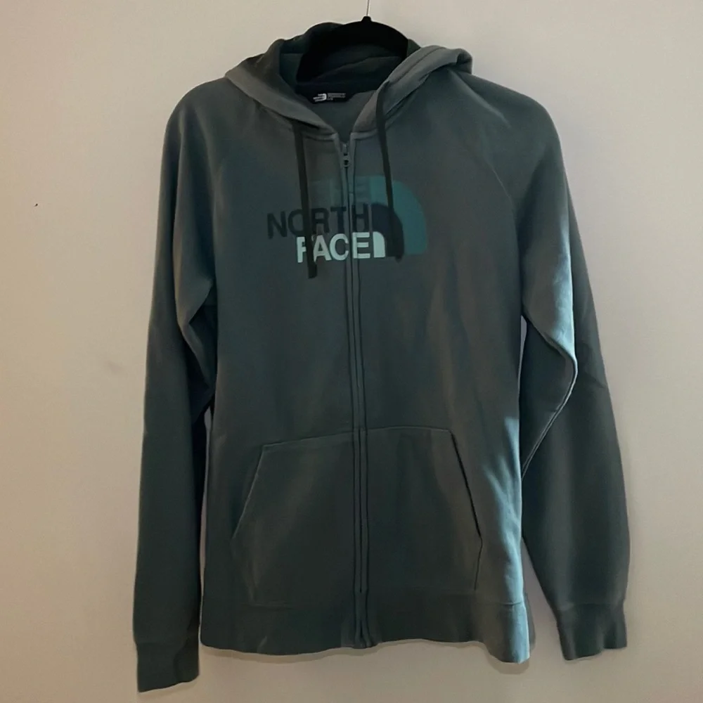 The North Face Green Zip Up Hoodie Sweatshirt - Picture 1 of 9